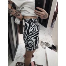 2025 Korean Zebra Print Midi Skirt Women Autumn New Female A-line High Waist Loose Skirts Vintage Mini Skirt