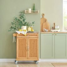 SoBuy FKW13 Carrelli da cucina con rotolo Isola da cucina con piastra di lavoro Carrello a rotelle per cucina soggiorno Sala da pranzo