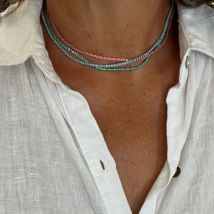 2mm dünne Tennis-Halskette für Frauen, silberfarben, blauer Türkis-Stein, modischer, hochwertiger Schmuck