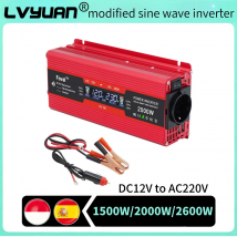 LVYUAN Convertitore di potenza 1500W/2000W/2600W Potenza di picco Display a LED Inversor per auto DC12V AC220V Ad alta efficienza