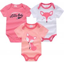 3 Stück Baby Stram pler Fuchs niedlichen Druck Mädchen Bodysuit rot Sommer Kurzarm Overall 100% Baumwolle weiche Baby kleidung