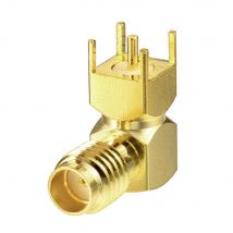 Superbat SSMA Female Right Angle through Hole PCB Mount RF Coaxial Connector Electronic Component for RF Applications