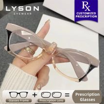 LYSON Fashion Oval Women Anti Blue Light Classes Anti-Reflective Customized Optical Eyeglasses Frame Hyperopia Myopia Glasses