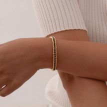 ZMZY Edelstahlkette Zirkonia Tenniskette Armband für Frauen Luxus Bling AAA Kristall Schmuck