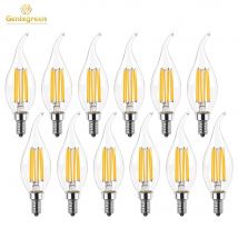 E12 E14 Candelabra Base Dimmable LED Chandelier Light Bulbs 6W C35 Decor Candle Flame Shaped 2200K 6000K Daylight 60W Equivalent