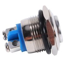 Nuovo Interruttore a Pulsante Rotondo in Metallo Impermeabile 12V 16mm per Avviamento Motore Auto, ON/OFF, Colore Argento