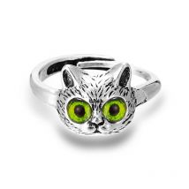 New Cute Silver Color Kitty Cat Animal Rings For Women Girls 3 Color Cat Eyes Open Couple Ring Gothic Wedding Finger Accessories