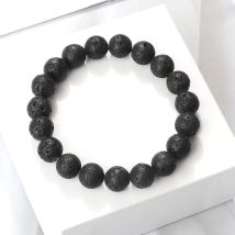 6mm 8mm 10mm Natürliche Vulkanstein Perlen Armbänder Schwarz Lava Männer Armband Aromatherapie Ätherisches Öl Diffusor Armreif für Frauen