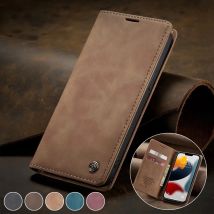 Matte Leder Flip Cover für iPhone 11 12 13 14 15 16e 17 Pro Max Mini Air Wallet Case XR XS 8 7 5S SE 2020 2022 magnetische Retro