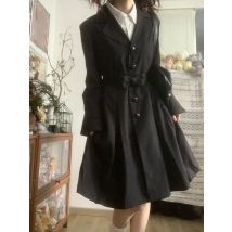 2000er Jahre American Vintage Trenchcoats Damen Slim Y2k Kleidung Outwear Korean Fashion Chic Retro Mäntel Französisch Elegant Schwarz