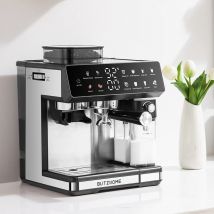 BlitzHome CM5710 Macchina per caffè espresso all-in-one con smerigliatrice incorporata Doppia caldaia, montalatte automatico per produzione calda e fredda