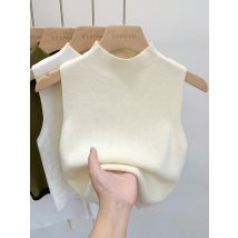 2026 Women Knitted Tank Top Spring Summer Slim Sweater Short Sleeveless Solid Spring Autumn Sweaters Pullovers