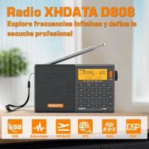 XHDATA D808 Ricevitore radio multibanda portatile AM/FM/SW/MW SSB AIR RDS Suono stereo Ricezione a lungo raggio Batteria ricaricabile