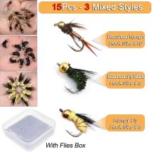 15 teile/schachtel Messing perlen kopf schnell sinkender Fliegen fisch köder/humpiger Fliegen köder fischen für Forellen fliegen künstlicher Insekten fisch köder