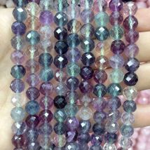 Natürlicher facettierter Stein Lila Fluorit Runde Distanzperlen für Schmuckherstellung DIY Armband Ohrringe Zubehör 6 8 10 MM