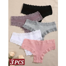 3 sztuk/zestaw kobiet bawełniane majtki kwiecista koronka bielizna intymna modne patchworkowa koronka majtki damskie miękkie majtki S-XL bielizny