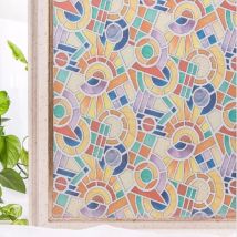 Sichtschutz folie, mehrfarbige Wohnkultur mit rundem Muster und selbst klebenden Fenster folien aufklebern undurchsichtige Fensterglas abdeckung