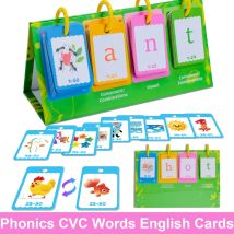 CVC Words Phonics Vocabulary Kognitive Karten für Kinder Short Vowel Word Building Pädagogische englische Lernkarten Lehrmittel