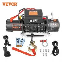 VEVOR 13500 LBS 12 V elektrische Winde, synthetische Abschleppseilwinde, 24 m/92 ft Hebezeug für 4 x 4 Autoanhänger, ATV, LKW, Off-Road-Boot