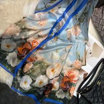 Chinesische Rose Seide Schal Schal Frauen Frühling Herbst lange Schals Bufanda Sommer Strand Schals Foulard elegante Winter blau Schal
