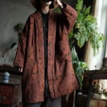 100% Baumwolle Frauen Casual Gepolsterte Lange Jacken Neue 2024 Winter Vintage Stil Lose Dicke Warme Weibliche Stepp Graben Mäntel m274