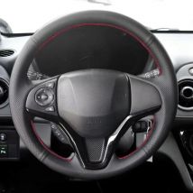 Perforated Leather Car Steering Wheel Cover Trim Black For Honda Fit City Jazz 2014 2015 HRV HR-V 2016 Vezel 2015-2017 XRV