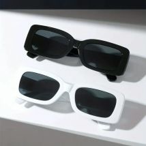 2 Paar trendige quadratische Unisex-Sonnenbrillen, modische dekorative Brillen für den täglichen Gebrauch