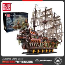 Mould King 13197 Pirate Ship Building Blocks Flying Dutchman Boat Construction Kit for Adults Kids Bricks Toys Christmas Gifts