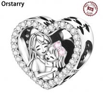 925 sterling silver a forma di amore madre figlia abbraccio pendenti braccialetto charms gioielli adatti perline per feste accessorio regalo pregiato fai da te