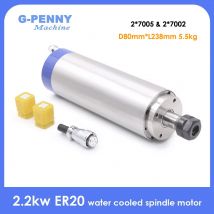 G-Penny Motore mandrino raffreddato ad acqua originale 2.2kw ER20 80*230mm 220v / 380v 4 pezzi 7serie Cuscinetti ceramici 0,01mm Tipo più lungo