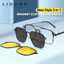 LIOUMO Neue Design 3 In 1 Magnetische Clip Auf Gläser Hohe Qualität Polarisierte Sonnenbrille Männer Frauen Anti-Glare Brillen gafas de sol