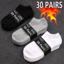 10/20/30 Paia di Calzini da Uomo, Calzini alla Caviglia Bianchi e Neri, Traspiranti, Comodi, Assorbenti, Calzini Corti Unisex Casual