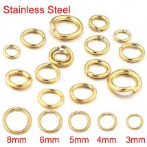 100 pz / lotto 4 6 8 10mm Anelli di salto in acciaio inossidabile dorato Connettori ad anello diviso aperto per gioielli fai da te Creazione di forniture Articoli all'ingrosso