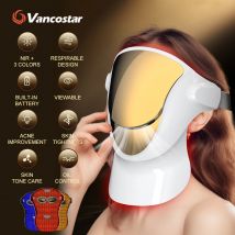 NIR LED Face Mask Red Light Therapy Respirable 3 Colors 807 Lamp Anti-Aging Acne Treat Reduce Wrinkle Full Facial Neck Care Mask