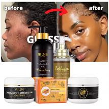 AILKE Collagen Damen-Hautpflegeset, feuchtigkeitsspendend, aufhellend, Youther, Sommersprossen entfernen, dunkle und schwarze Flecken, Hautaufhellungsset