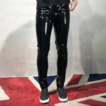 Männer Lederhose Skinny Fit elastischen Stil Mode Pu Lederhose Motorrad hose Streetwear Rock Style Nachtclub Winter