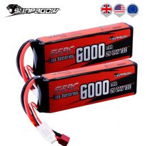 SUNPADOW 2S Batteria Lipo 6000mAh 70C con pacchetto morbido Deans T per veicoli RC Auto Camion Carro Armato Buggy Truggy Racing 2 confezioni