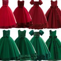 Teen Mädchen Weihnachten lange Pailletten Party Kleid Kinder alle Heiligen Halloween Karneval grüne Kleidung Mädchen Spitze Festival Festzug Kostüme