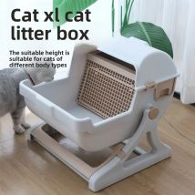 Halbautomatische Katzentoilette, spritzwassergeschützt, übergroß, halbgeschlossen, Katzentoilettenzubehör, Sandkasten für Katzen, hygienisch, praktisch