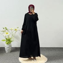 Bescheidenes Kleid muslimische Ramadan Maxi kleider voller Ärmel gedruckt Blumen lässig Robe Gebets kleid Frauen Abayas