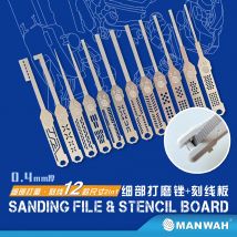 Strumento artigianale modello hobby Lima per molatura parte fine + set combinato di righelli ausiliari per intaglio 12 dimensioni 0,4 mm di spessore