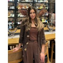 HH 2024 Autumn Women Fashion Faux Fur Effect Cardigan Round Neck Tight Sweater Tops Female Wild Outerwear Woman Coat Top