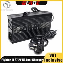 Caricabatterie rapido originale per scooter elettrico Teverun Fighter 11+ certificato versione non certificata parti di caricabatterie rapido a 3 pin 67,2 V 6A