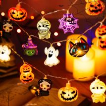 Halloween LED Lichterketten Girlande Kürbis Fledermaus Spinne Geist Girlande Batteriebetriebene Lichter Halloween Party Home Dekorationen