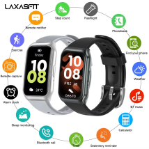 LAXASFIT Neue Smartwatch Bluetooth Anrufe Herzfrequenz- und Schlafüberwachung Taschenlampe Sprachassistent Männer Frauen Smartwatch