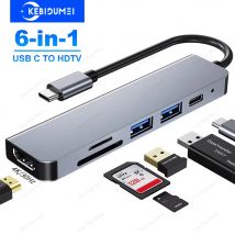 Docking station USB C 6 in 1 Hub tipo C da tipo C a HDMI 4K HD USB 3.0 SD TF PD 87W Adattatore OTG splitter USB per laptop MacBook