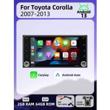 Autoradio Head Unit 2 Din Android Radio for Toyota Corolla 2007-2013 Carplay Android Auto 7" Screen Car Multimedia GPS BT WIFI