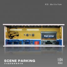 1/64 PVC Miniature Scene Parking Lot Simulated Parking Lot Assembly with Light Repair tools Parking Space Model Vehicle Display