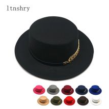 Herbst Winter Frauen Männer Wolle Vintage Trilby Fühlte Fedora Hut Band Mit Breiter Krempe Gentleman Elegant Für Dame Flache top jazz Caps