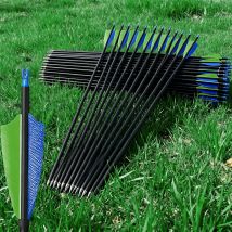 24/30PCS 31inch Mixed Carbon Arrow Shaft ID 6.2mm Spine500 with Replaceable Arrowhead for Compound/Recurve Bow Archery Hunting